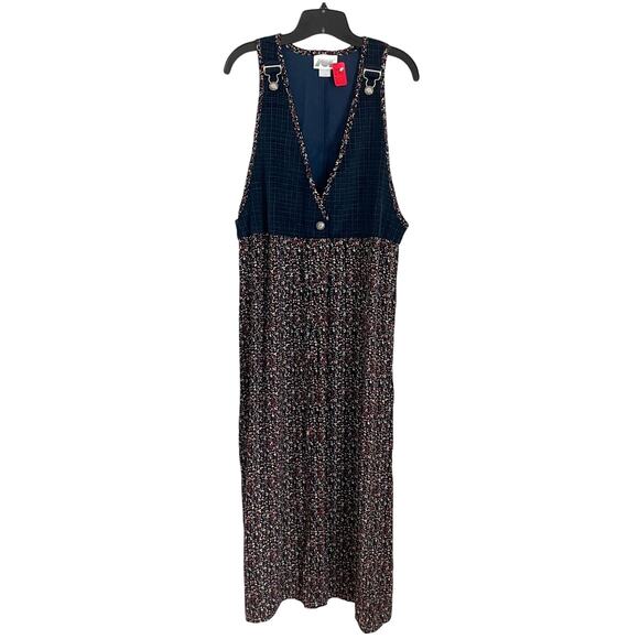 Zoe Dresses & Skirts - 90s Vintage ZOE California Blue Maxi Overall Jumper Dress Grunge Modest Womens L